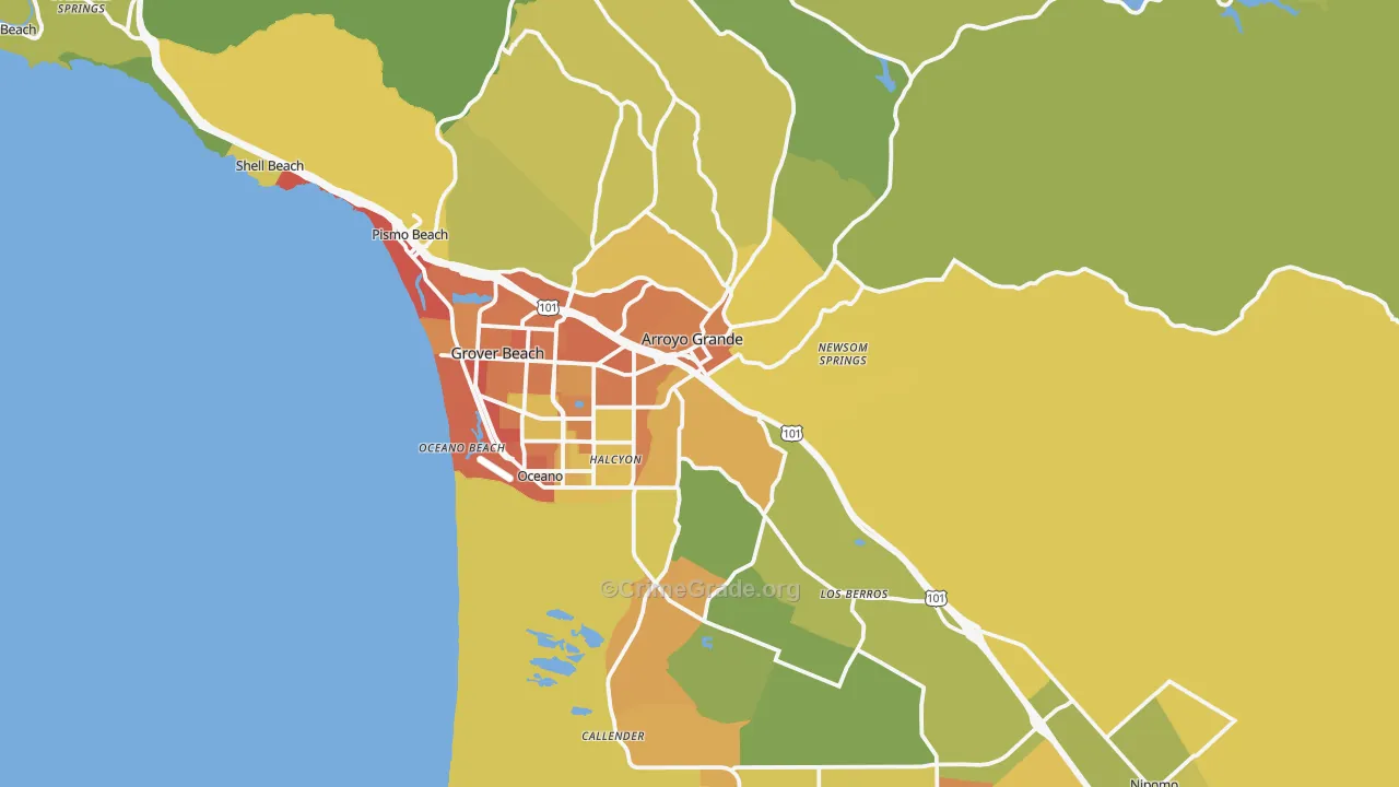 93420, CA Map of Drug-Related Crime Rates