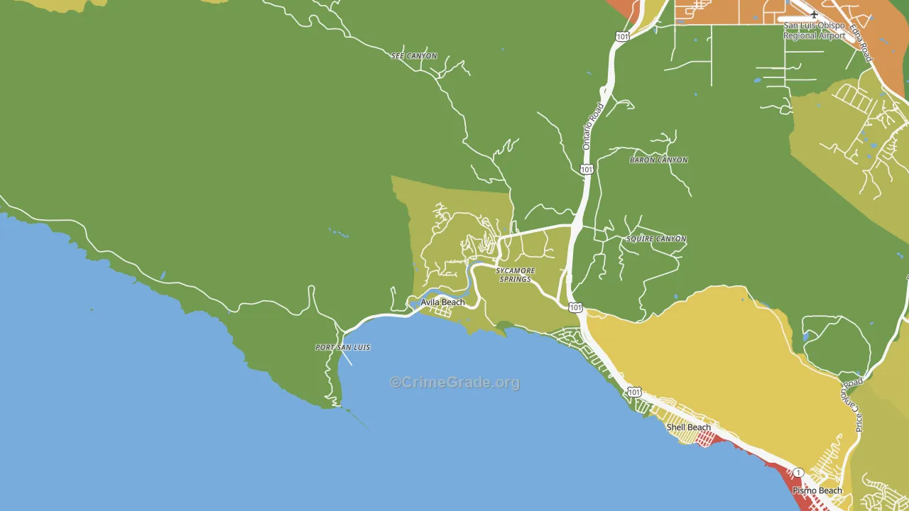 93424, CA Map of Drug-Related Crime Rates