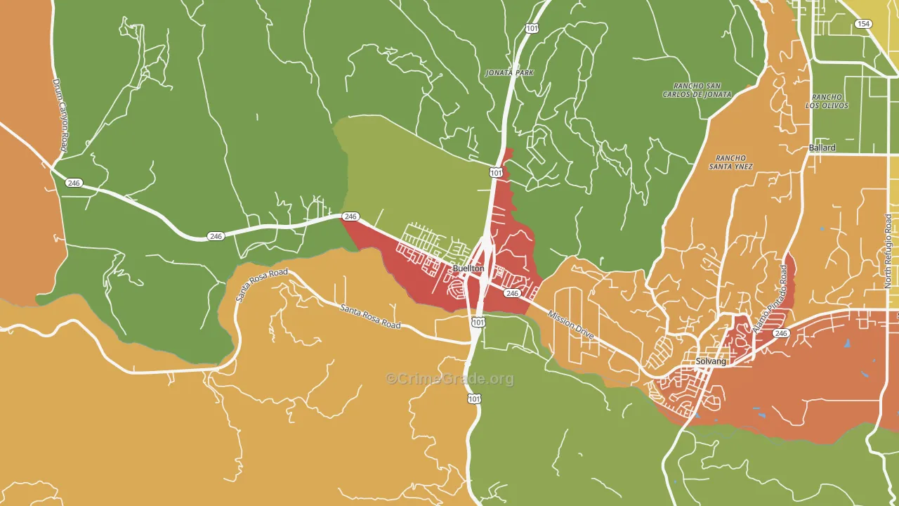 93427, CA Map of Drug-Related Crime Rates