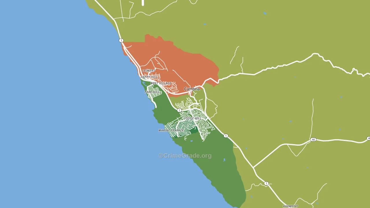 93428, CA Map of Drug-Related Crime Rates