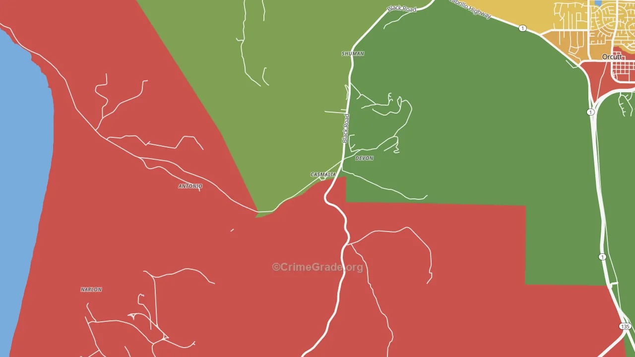 93429, CA Map of Drug-Related Crime Rates
