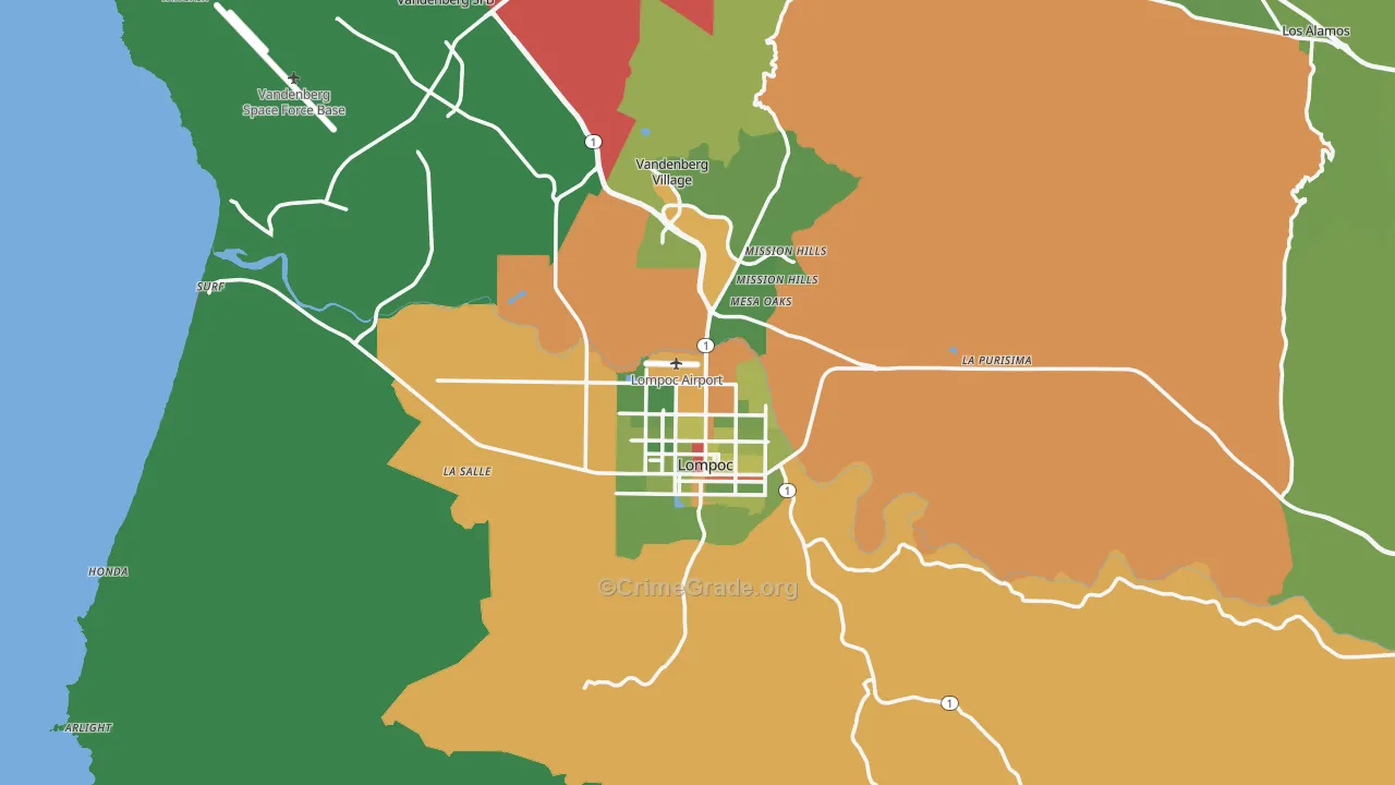 93436, CA Map of Drug-Related Crime Rates