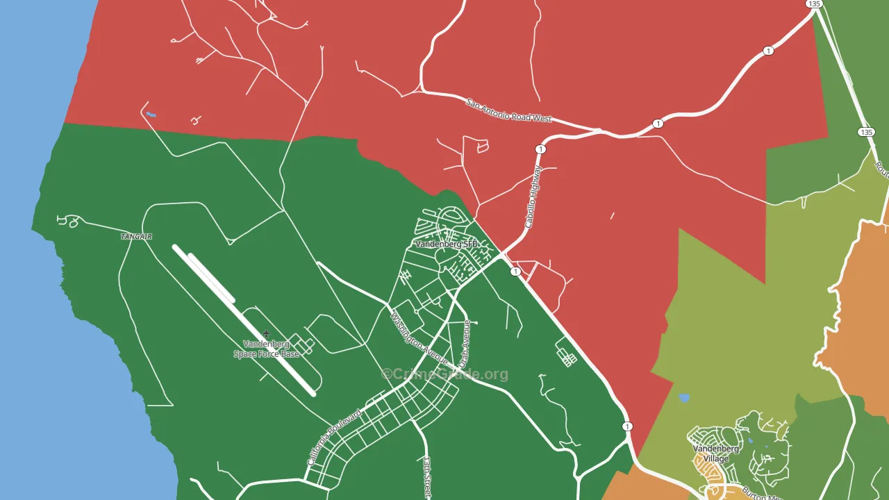93437, CA Map of Drug-Related Crime Rates