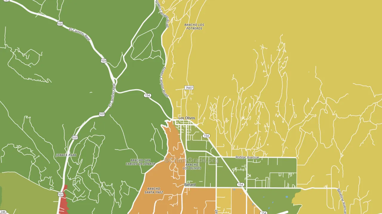 93441, CA Map of Drug-Related Crime Rates