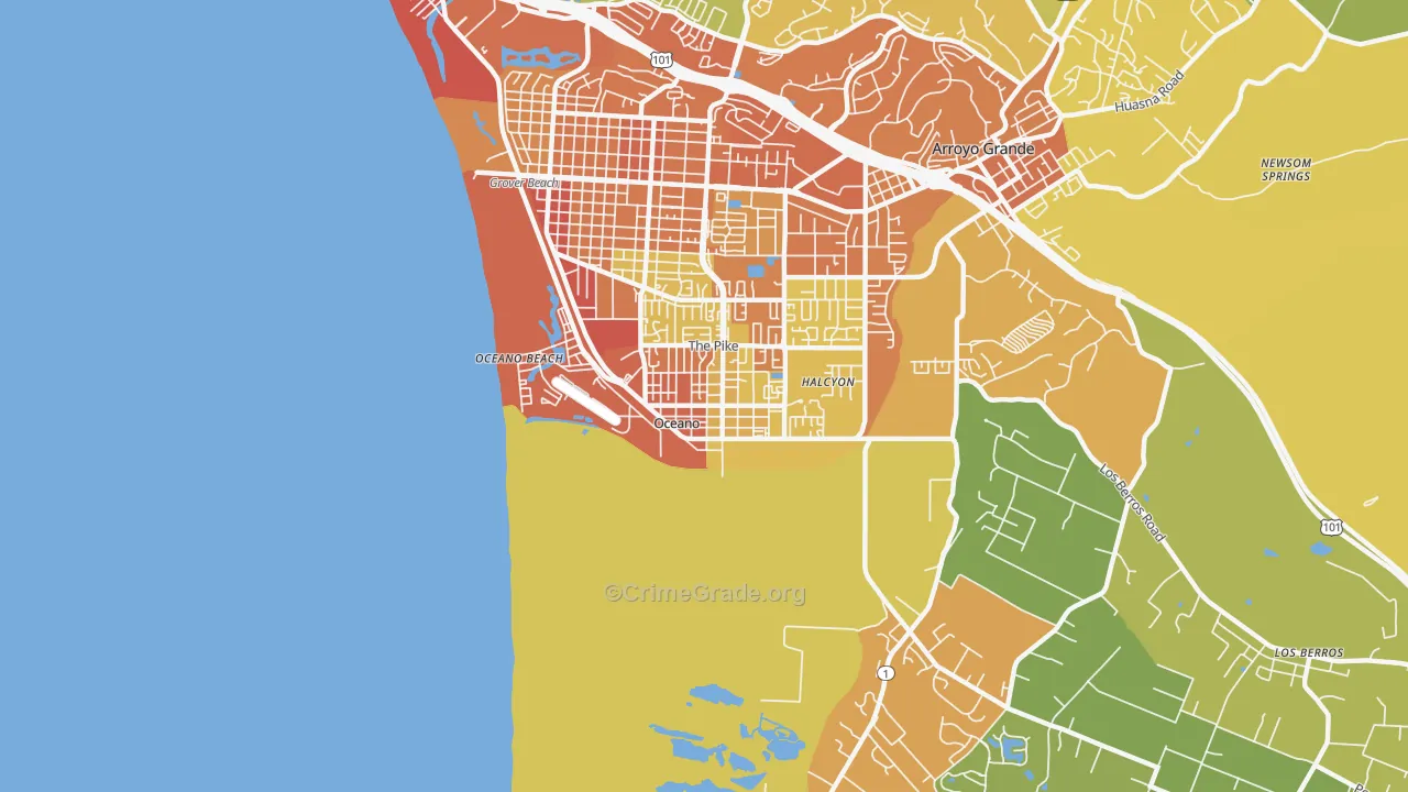 93445, CA Map of Drug-Related Crime Rates