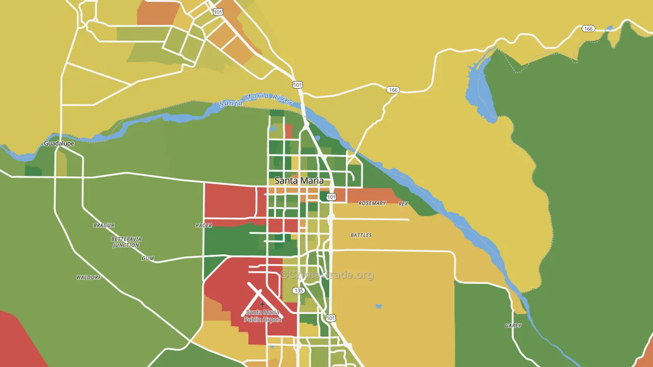 93454, CA Map of Drug-Related Crime Rates