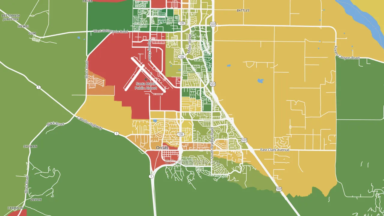 93455, CA Map of Drug-Related Crime Rates