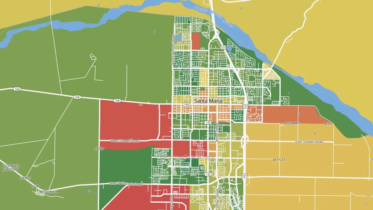 93458, CA Map of Drug-Related Crime Rates