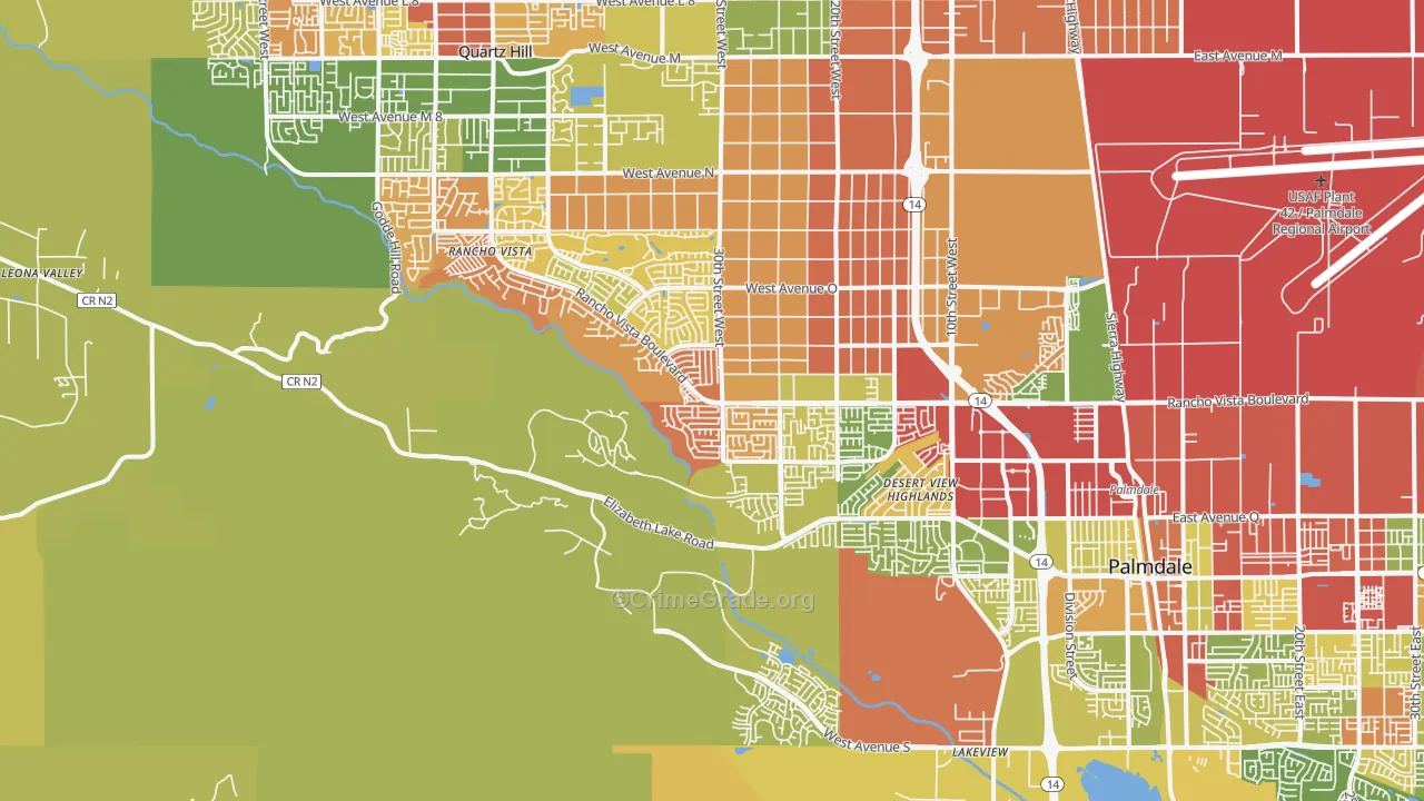 93551, CA Map of Drug-Related Crime Rates
