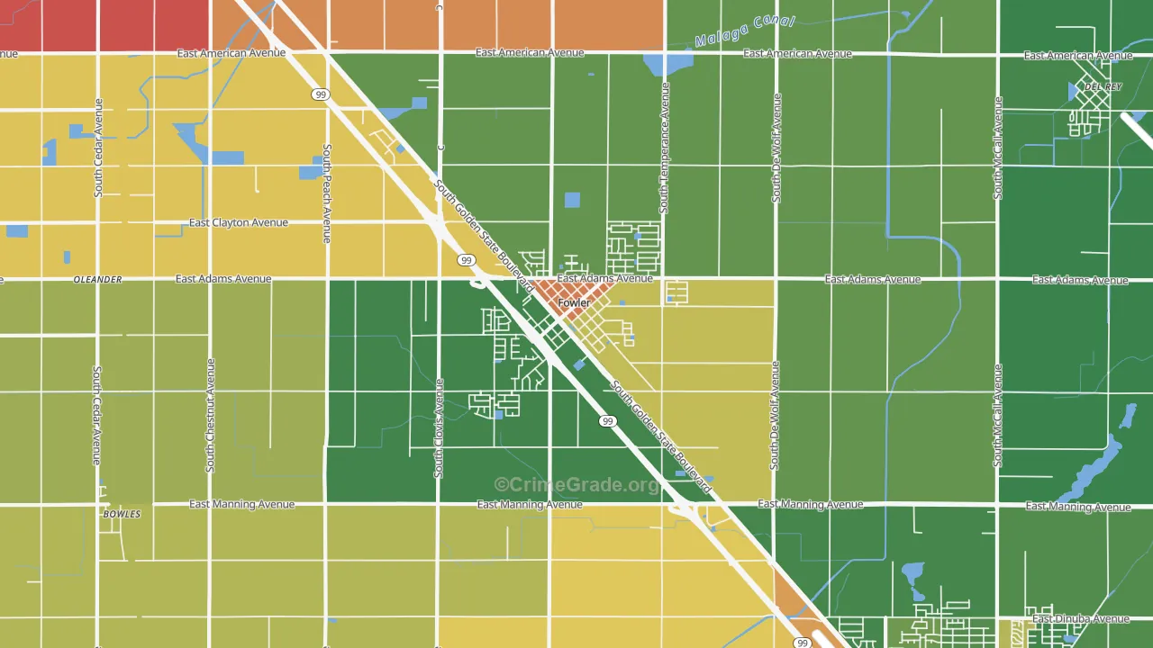 93625, CA Map of Drug-Related Crime Rates