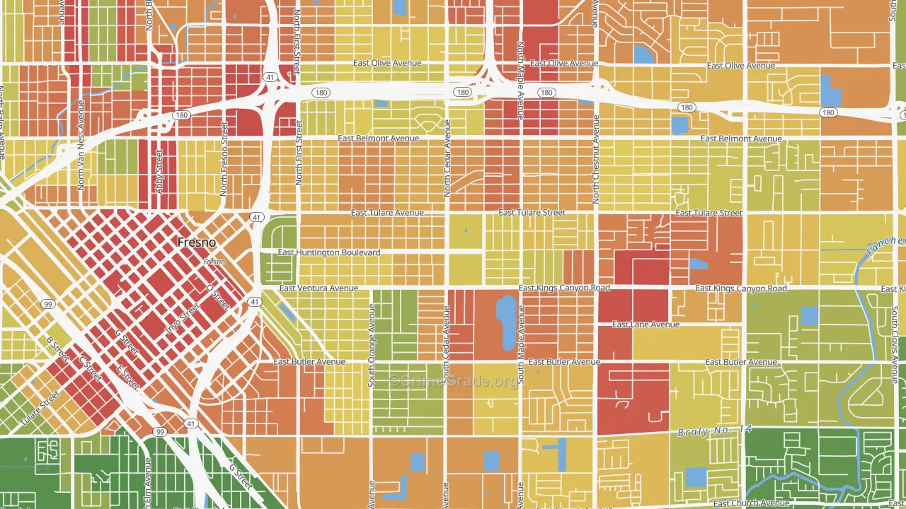 93702, CA Map of Drug-Related Crime Rates