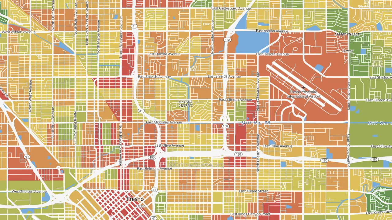 93703, CA Map of Drug-Related Crime Rates