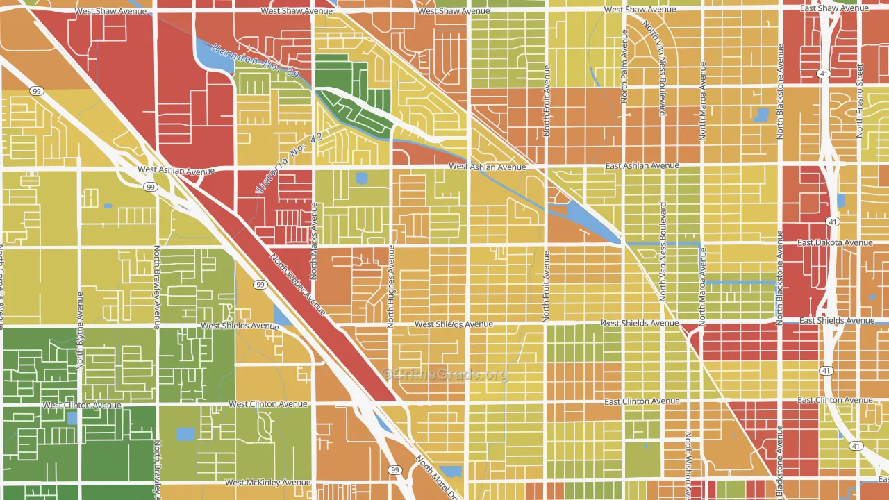 93705, CA Map of Drug-Related Crime Rates