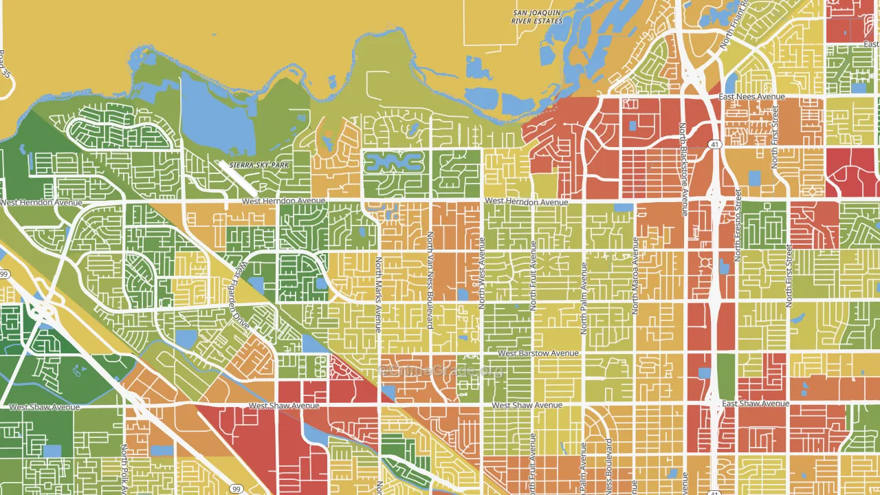 93711, CA Map of Drug-Related Crime Rates