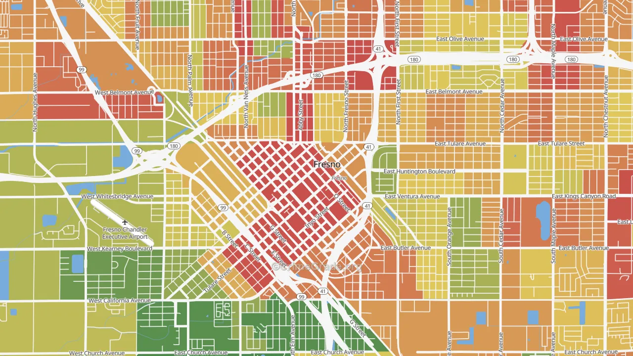 93721, CA Map of Drug-Related Crime Rates