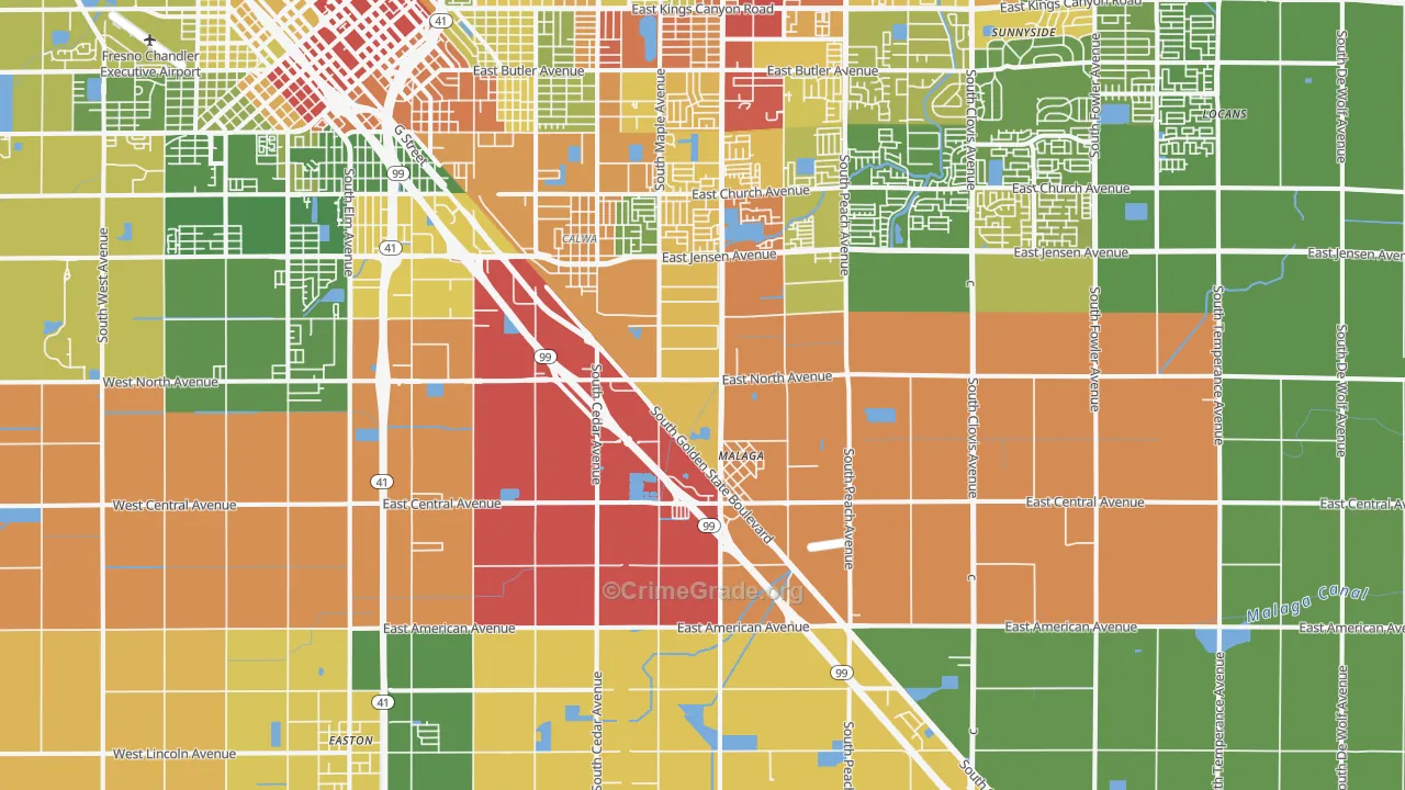 93725, CA Map of Drug-Related Crime Rates