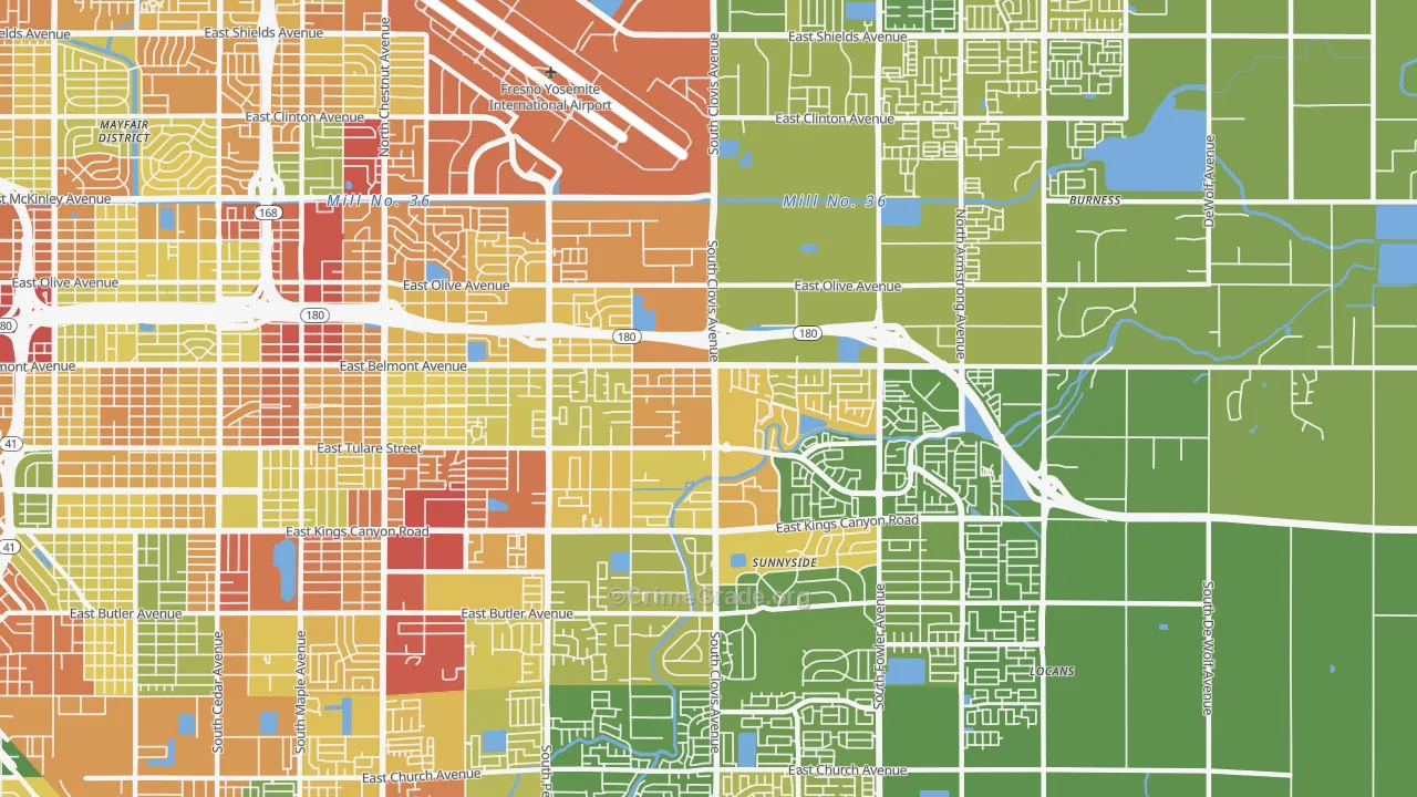 93727, CA Map of Drug-Related Crime Rates