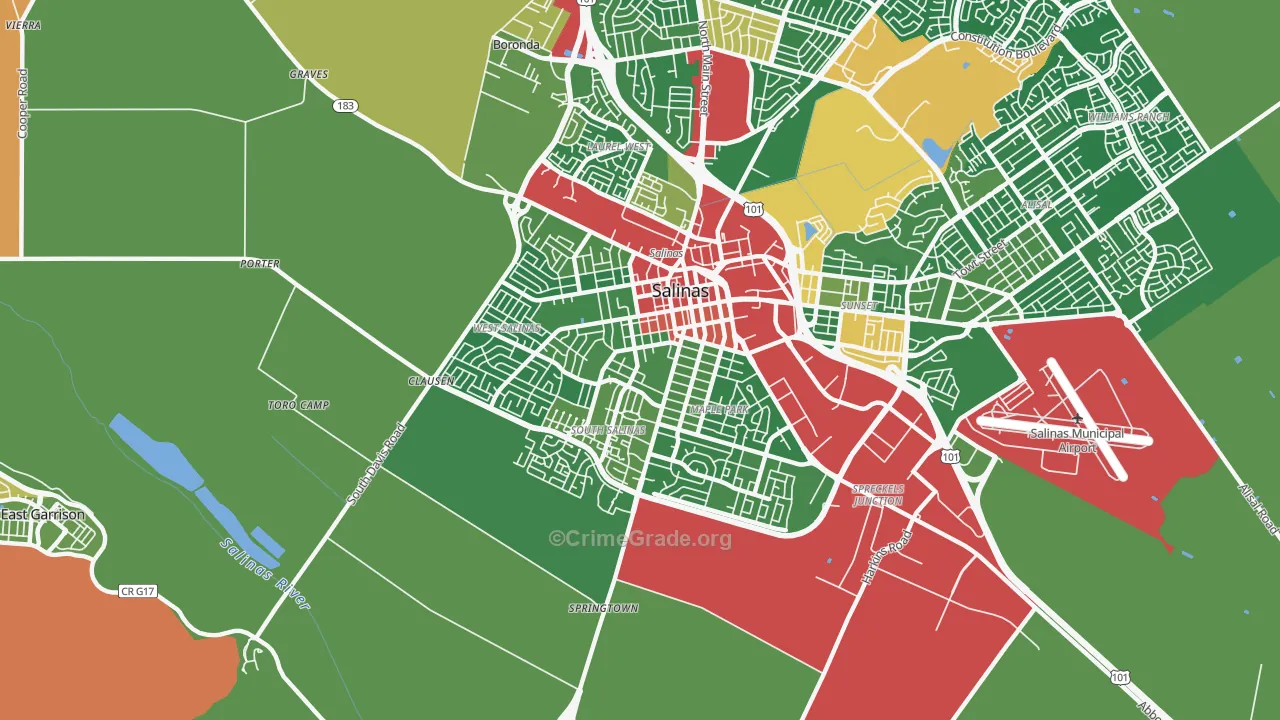 93901, CA Map of Drug-Related Crime Rates