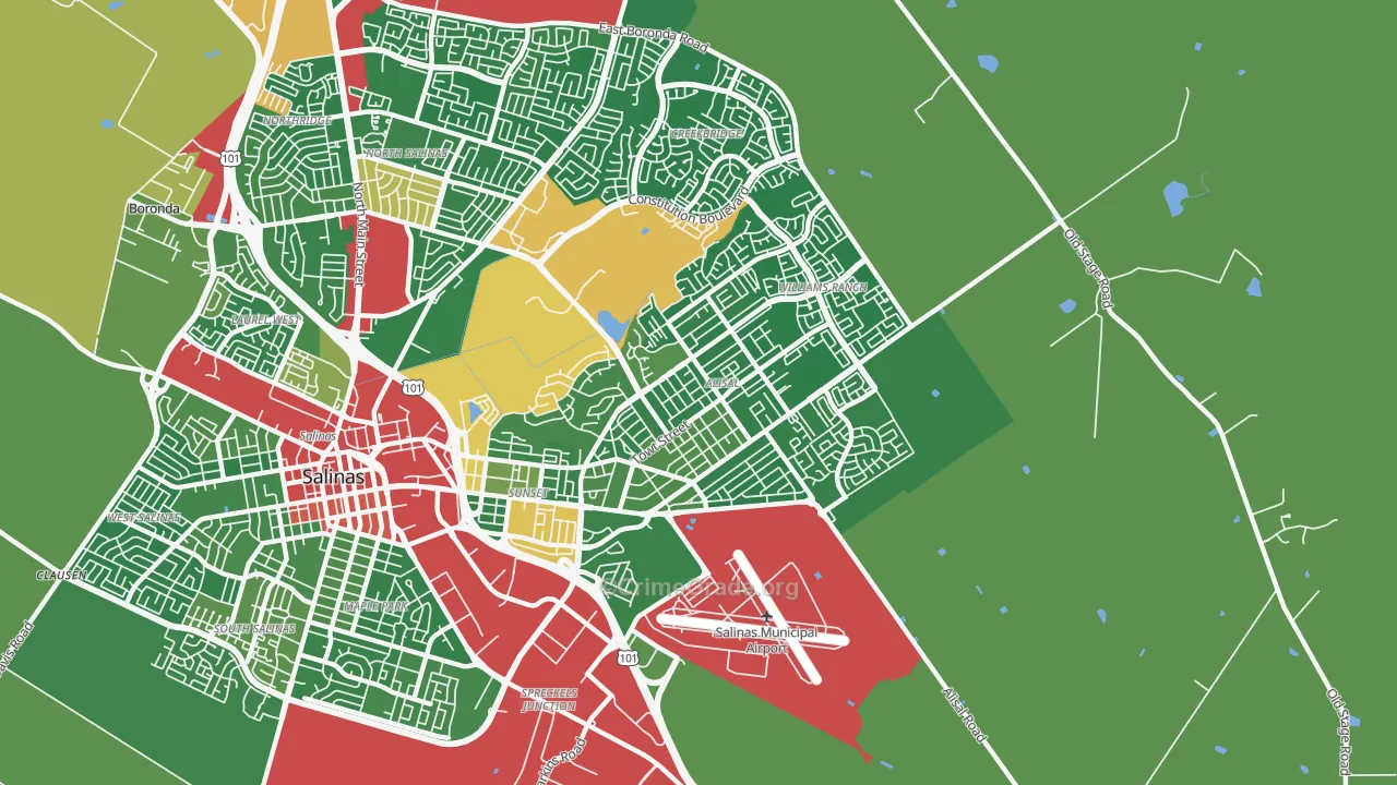 93905, CA Map of Drug-Related Crime Rates