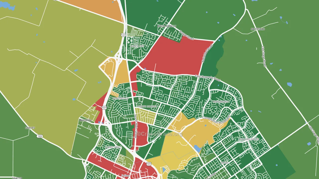93906, CA Map of Drug-Related Crime Rates