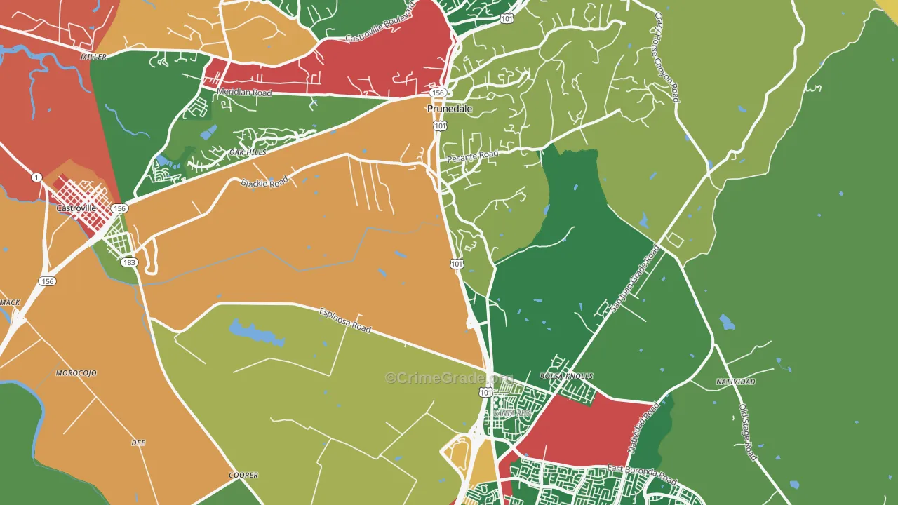 93907, CA Map of Drug-Related Crime Rates