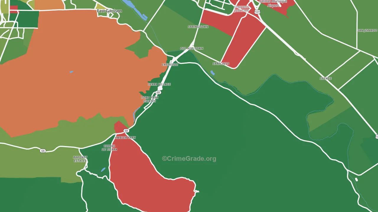 93908, CA Map of Drug-Related Crime Rates