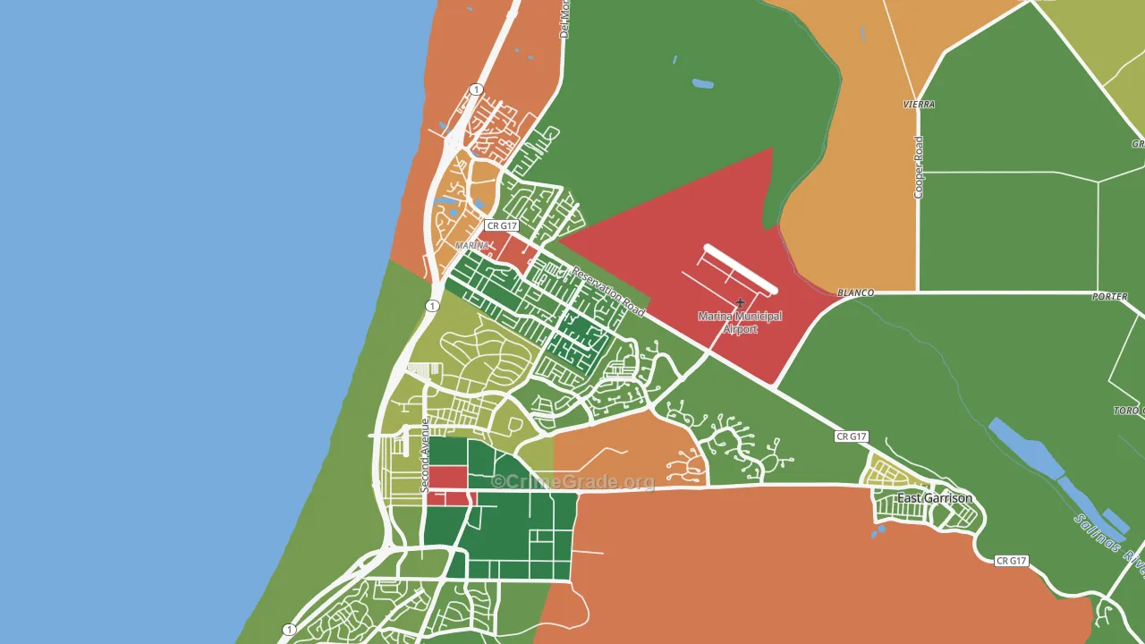 93933, CA Map of Drug-Related Crime Rates