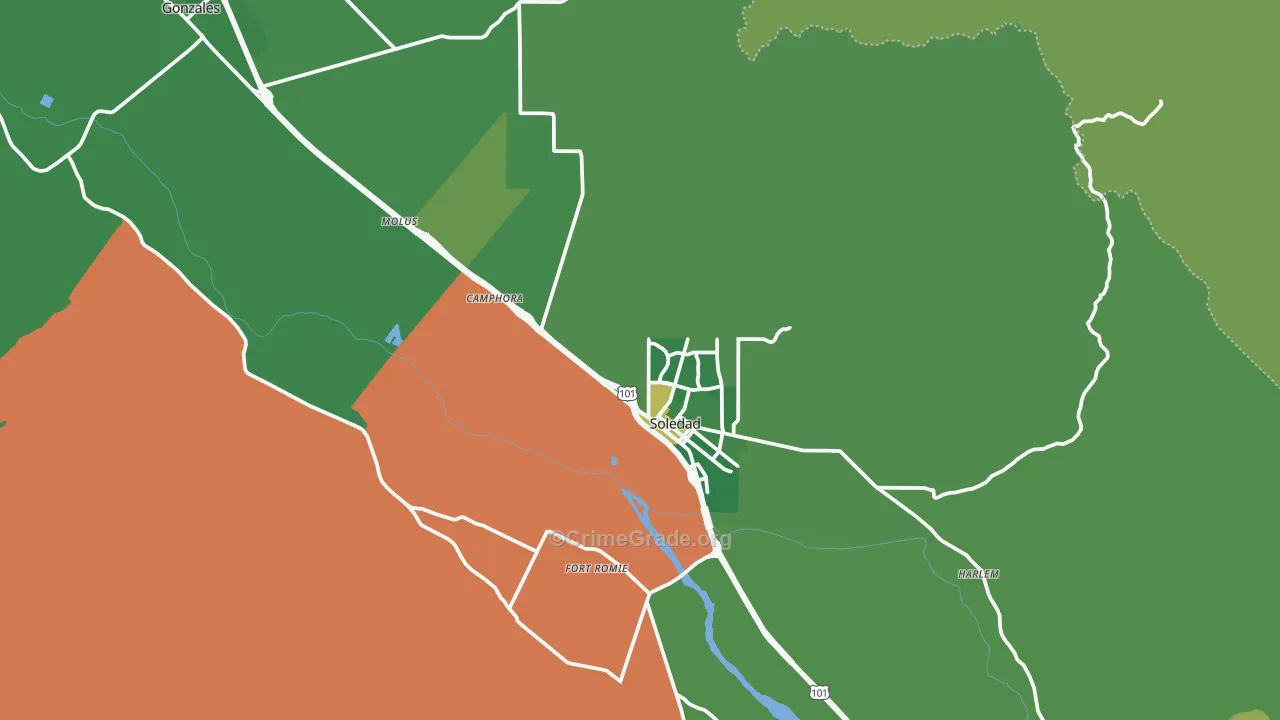 93960, CA Map of Drug-Related Crime Rates