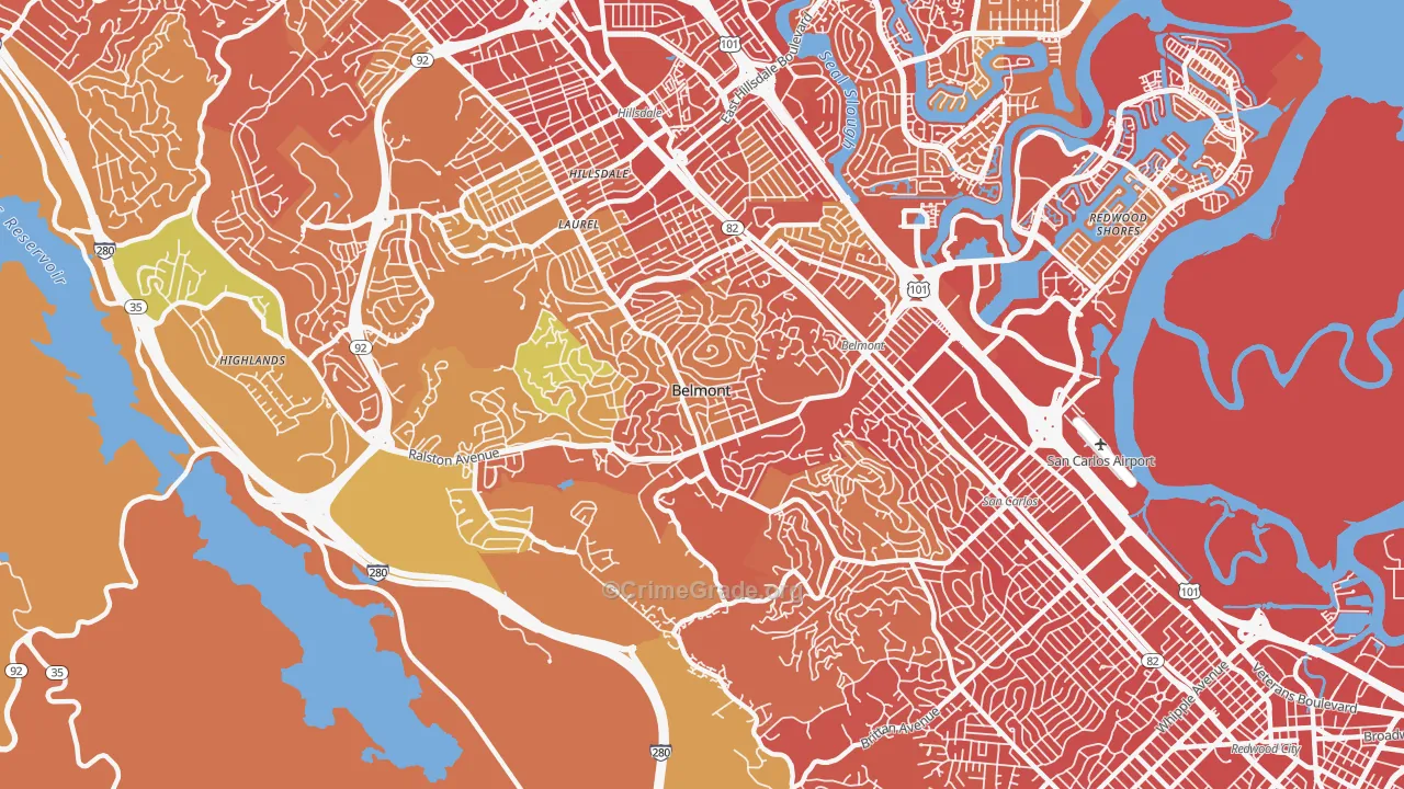 94002, CA Map of Drug-Related Crime Rates