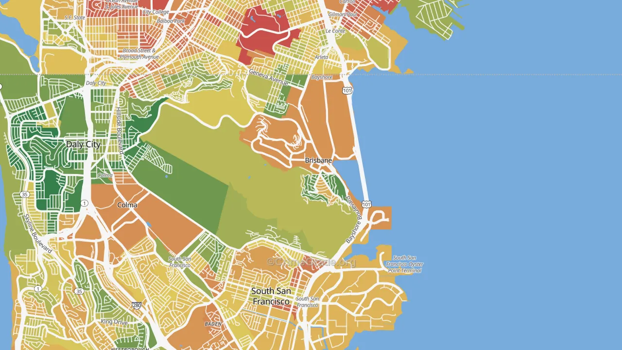 94005, CA Map of Drug-Related Crime Rates