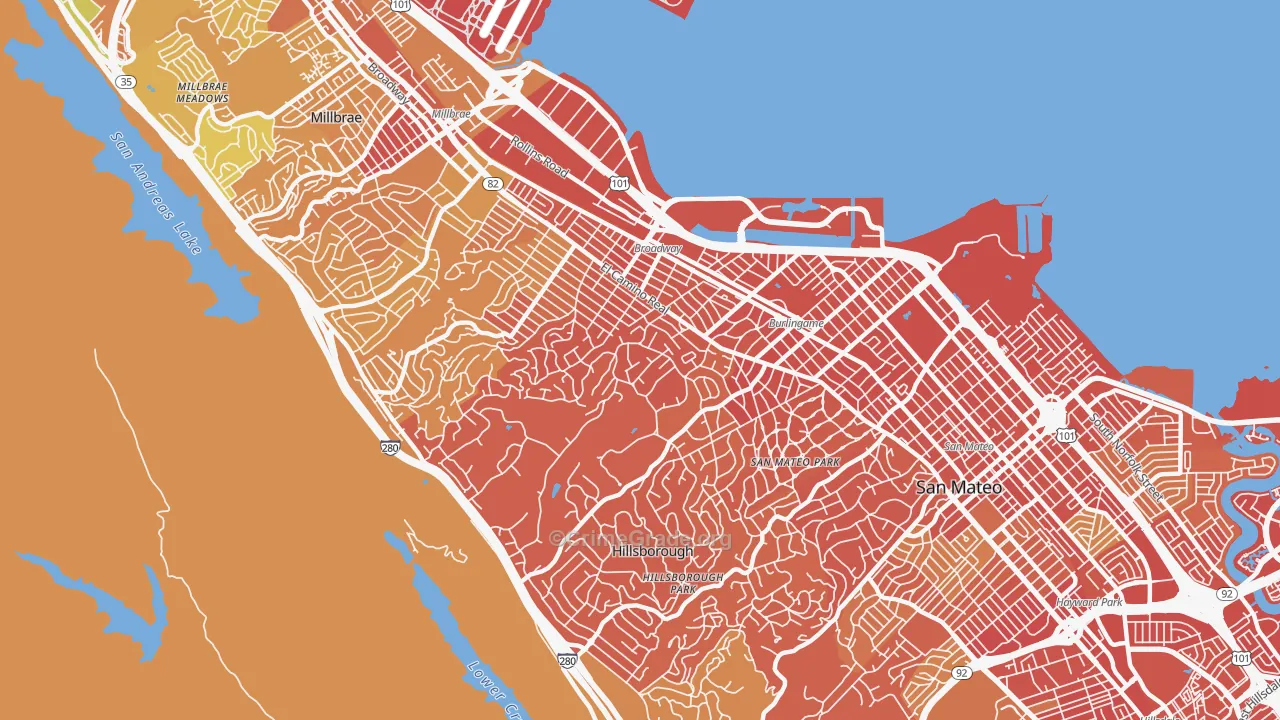 94010, CA Map of Drug-Related Crime Rates