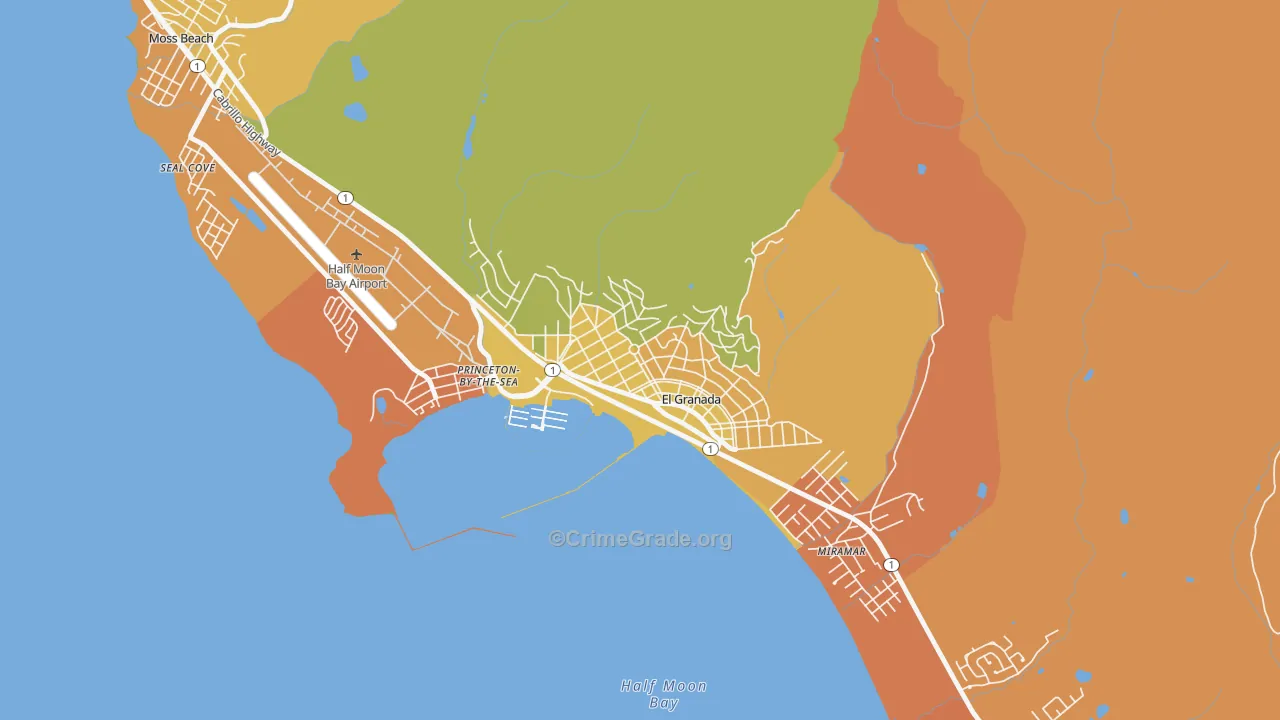 94018, CA Map of Drug-Related Crime Rates