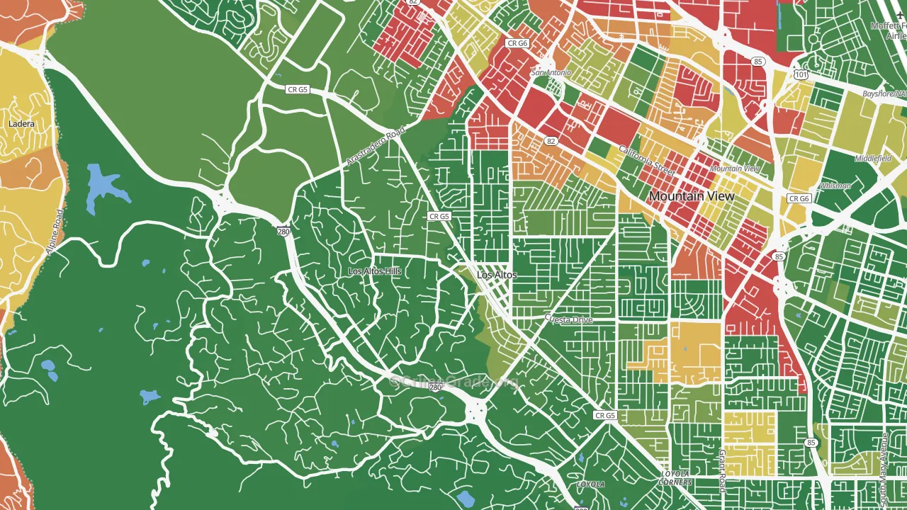 94022, CA Map of Drug-Related Crime Rates