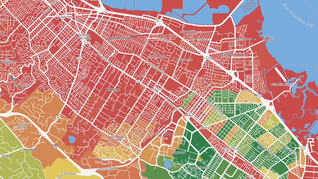 94025, CA Map of Drug-Related Crime Rates