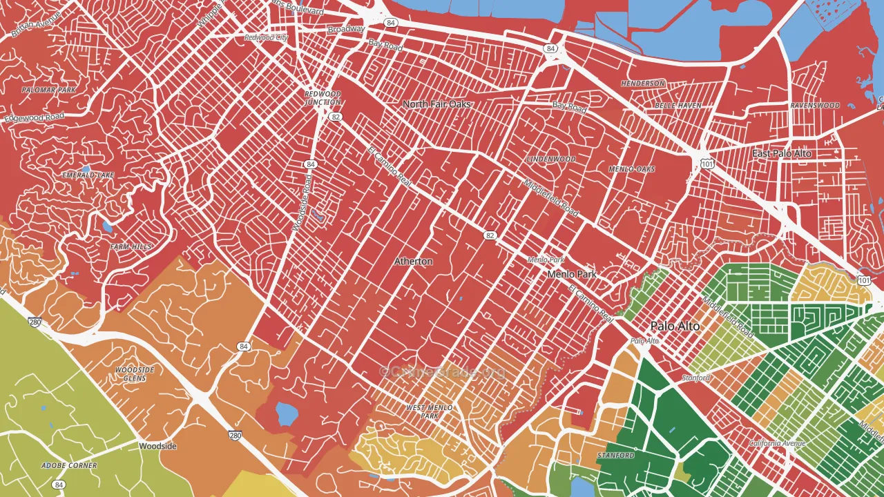 94027, CA Map of Drug-Related Crime Rates