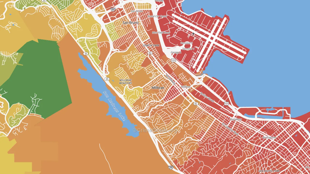94030, CA Map of Drug-Related Crime Rates
