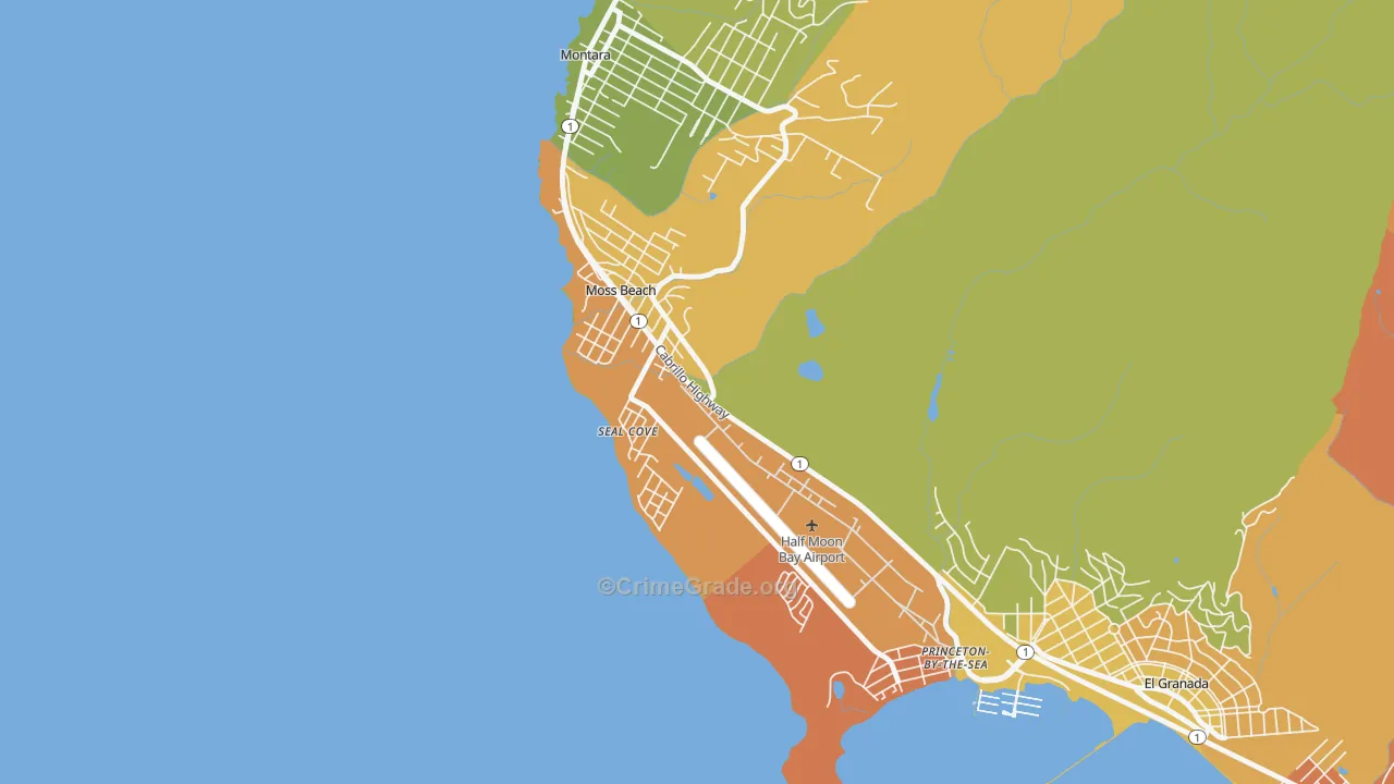 94038, CA Map of Drug-Related Crime Rates