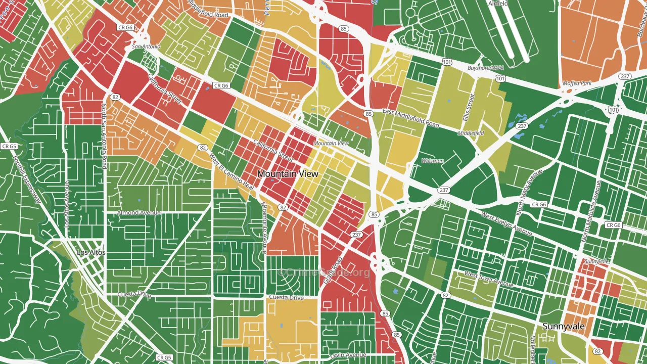 94041, CA Map of Drug-Related Crime Rates