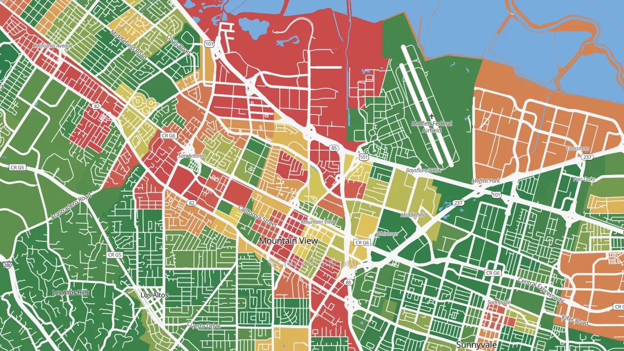 94043, CA Map of Drug-Related Crime Rates
