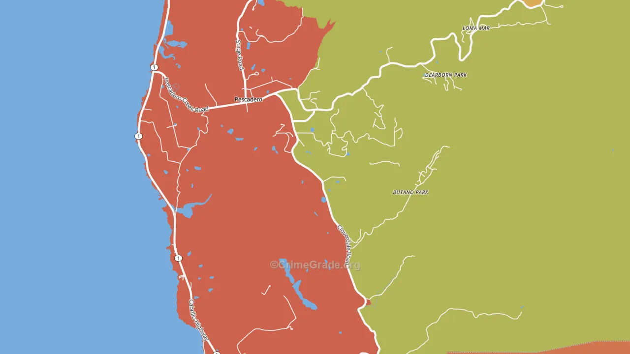 94060, CA Map of Drug-Related Crime Rates