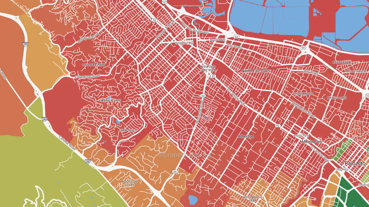 94061, CA Map of Drug-Related Crime Rates
