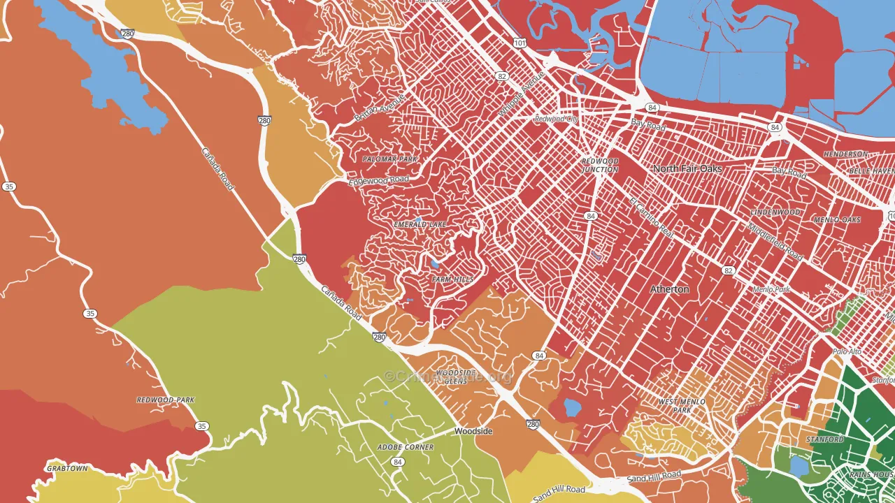 94062, CA Map of Drug-Related Crime Rates