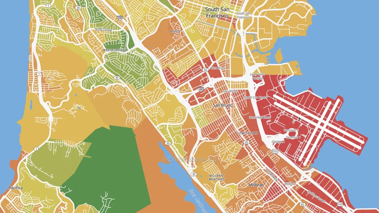 94066, CA Map of Drug-Related Crime Rates