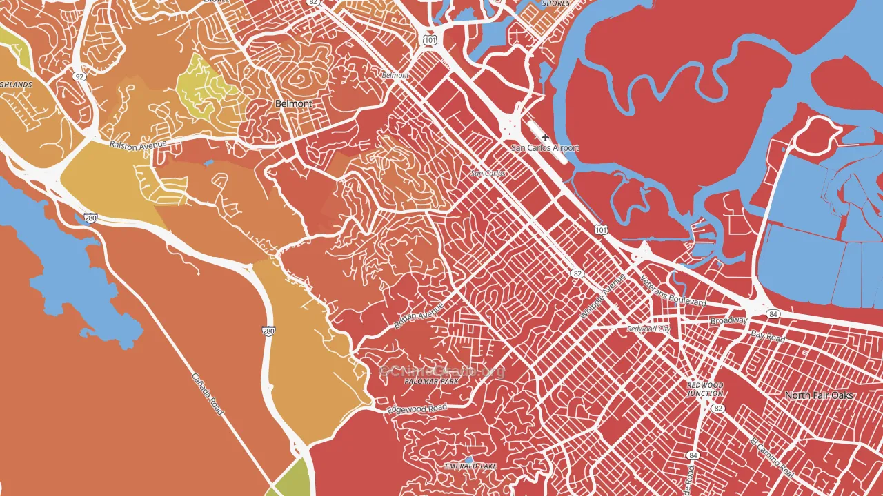 94070, CA Map of Drug-Related Crime Rates