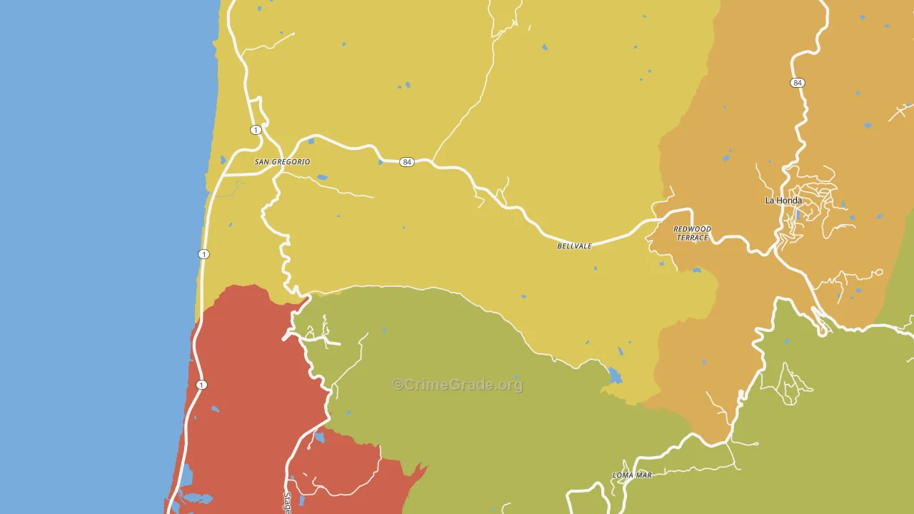 94074, CA Map of Drug-Related Crime Rates
