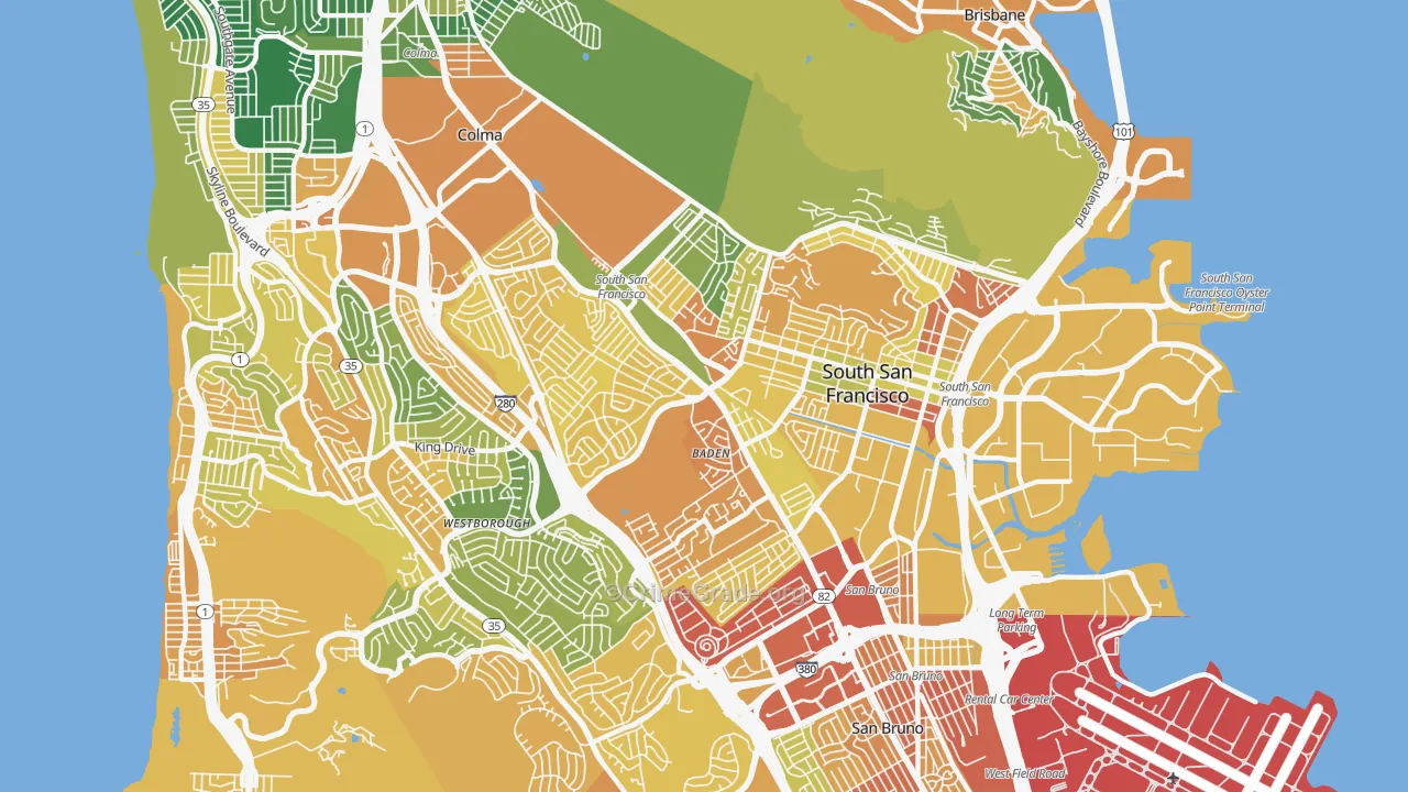 94080, CA Map of Drug-Related Crime Rates