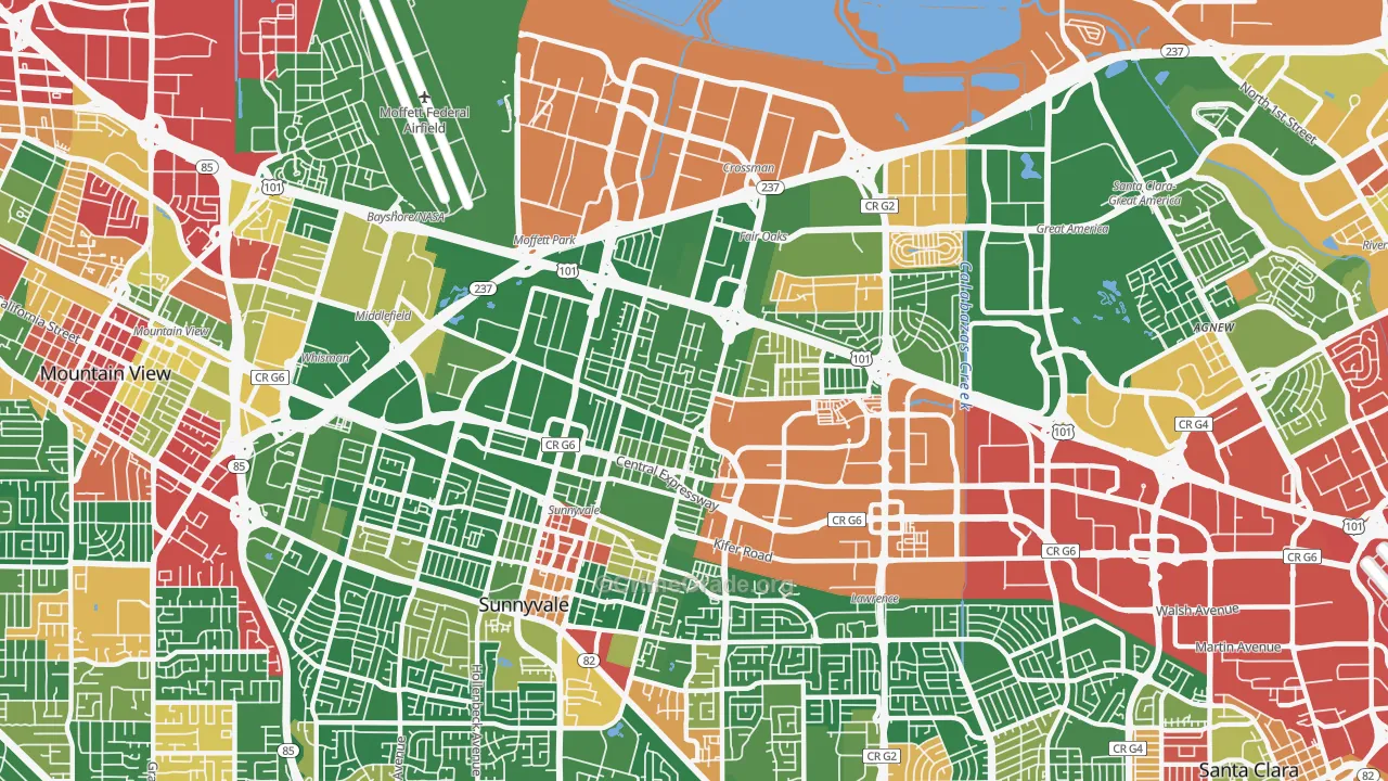 94085, CA Map of Drug-Related Crime Rates
