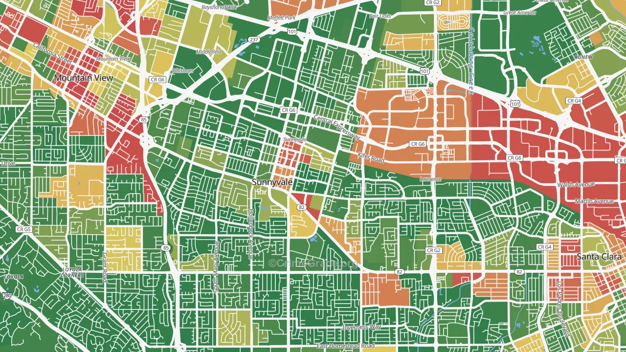 94086, CA Map of Drug-Related Crime Rates