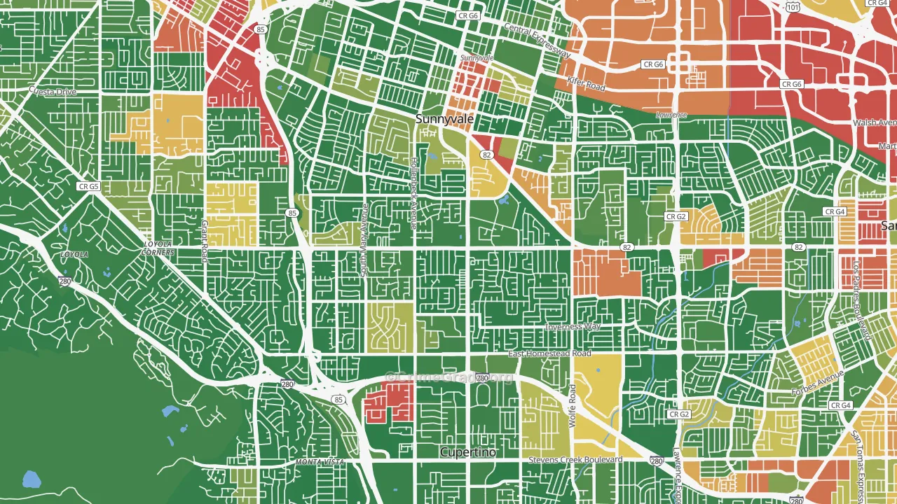 94087, CA Map of Drug-Related Crime Rates