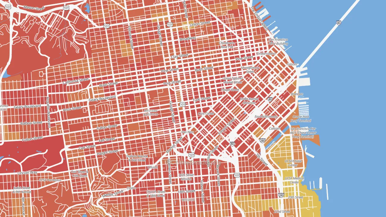 94102, CA Map of Drug-Related Crime Rates